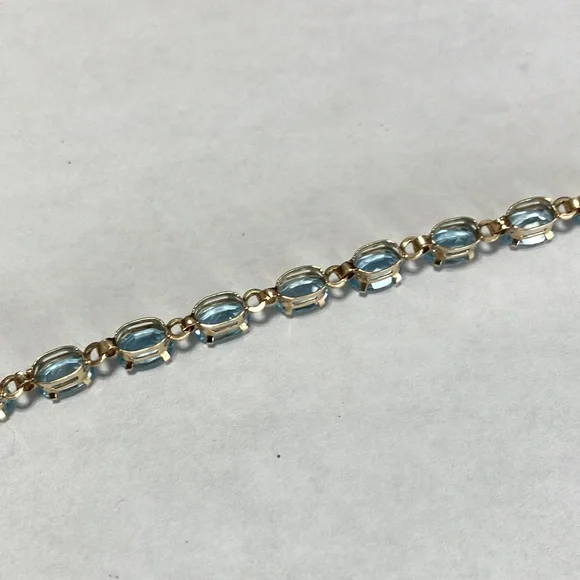 Natural Swiss blue topaz, tennis bracelet - Picture 6 of 7